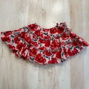 Pink Chicken Floral Ruffled Skirt sparkly stripes